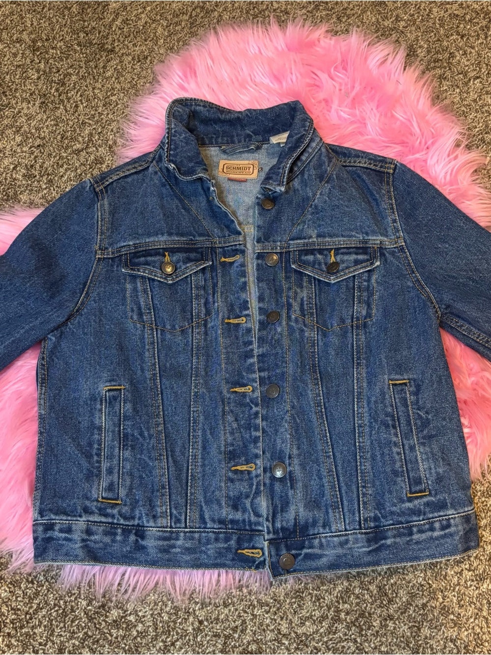 C.E. Schmidt Workwear 100% Cotton Denim Jacket Women’s Medium Button Front Blue